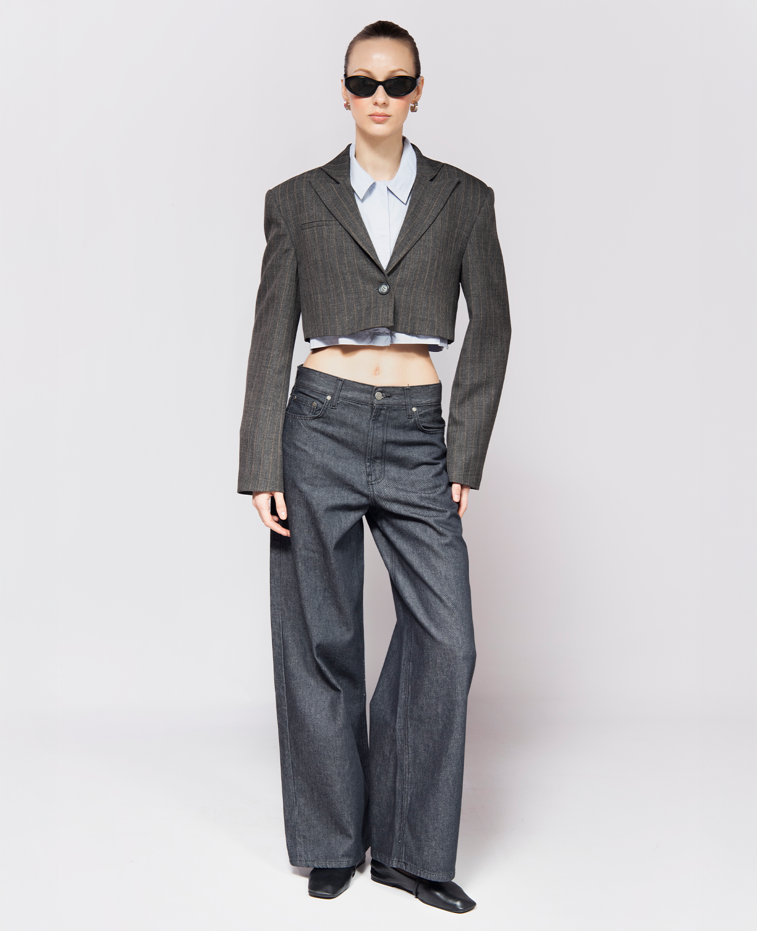 READY TO SHIP / Elise Grey Crop Blazer