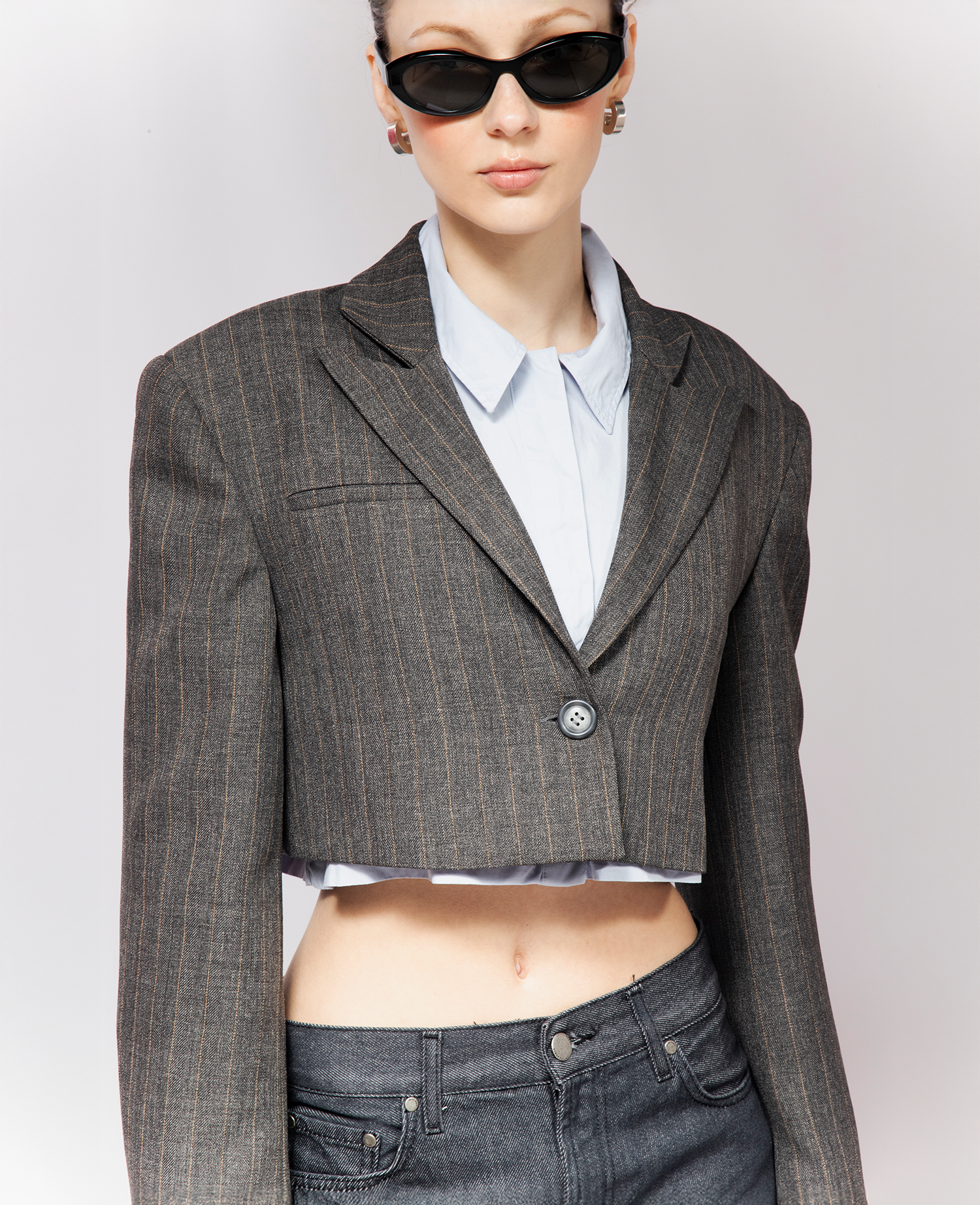 READY TO SHIP / Elise Grey Crop Blazer