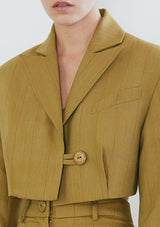 EARLY BIRD Luciano Crop - Blazer Jacket Mustard tartán