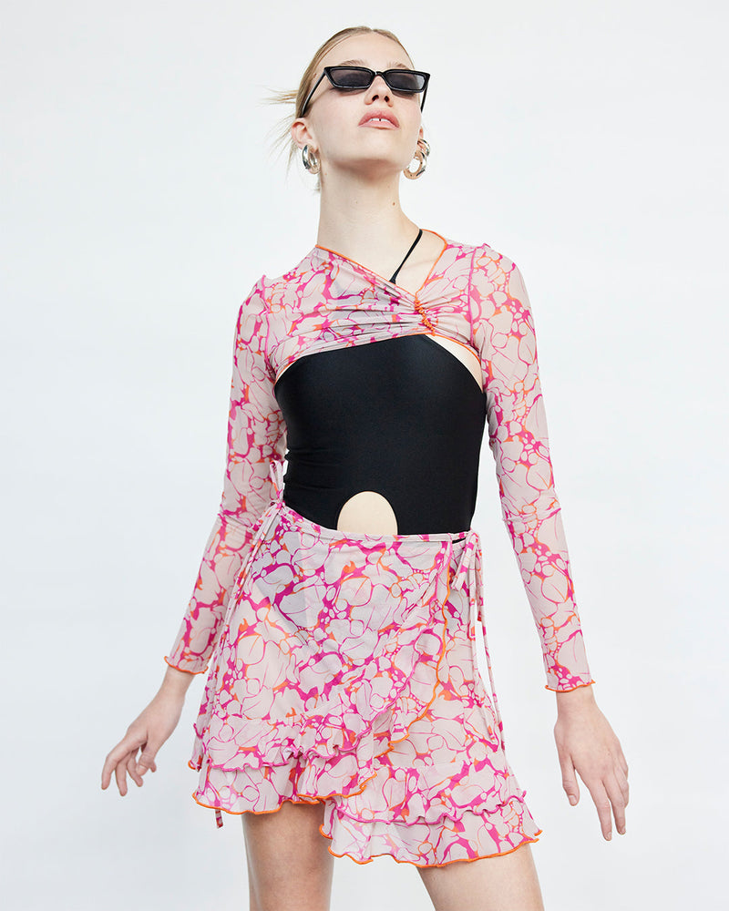 PRE-ORDER Skirt Parú Fuchsia & Orange Print