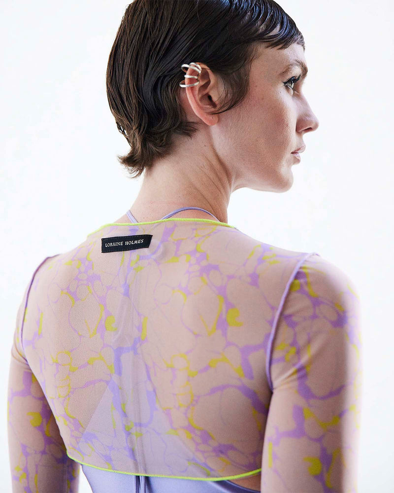 PRE-ORDER Top Yangtzi Lime & Lilac Print