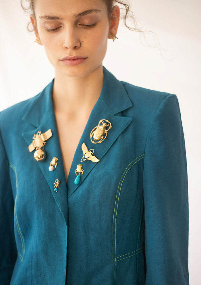 DEEP Blazer Dress Turquoise LoraineHolmesINTL